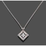 An 18 Carat White Gold Diamond Necklace, to be worn as a row of diamond set trapezium shaped links