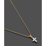 An 18 Carat Gold Diamond Cross Pendant on Chain, the pendant comprised of six round brilliant cut