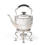 A George V Silver Kettle, Stand and Lamp, by Jones and Crompton, Birmingham, 1919, the kettle part-