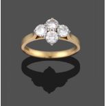 An 18 Carat Gold Diamond Four Stone Cluster Ring, four round brilliant cut diamonds in white claw