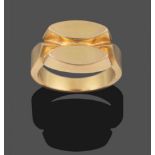 An 18 Carat Gold Ring, by Georg Jensen, of two concave lozenge forms on a pointed shoulder plain