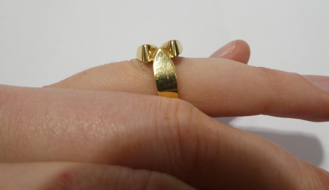 An 18 Carat Gold Ring, by Georg Jensen, of two concave lozenge forms on a pointed shoulder plain - Image 5 of 5