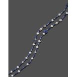 A Sapphire, Lapis Lazuli, Labradorite and Cultured Pearl Necklace, faceted sapphire, faceted and