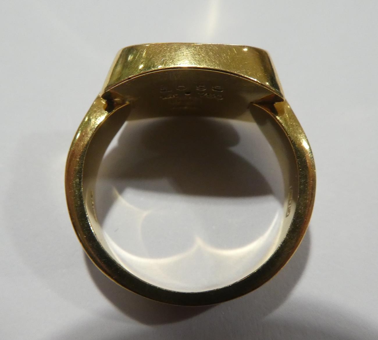 An 18 Carat Gold Ring, by Georg Jensen, of two concave lozenge forms on a pointed shoulder plain - Image 3 of 5