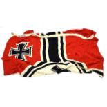 A German Third Reich Kriegsmarine Battle Flag, in printed linen, the hoist stencilled Kr.Fl.