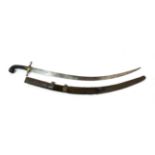 An Early 19th Century Ottoman Shamshir, one side of the 78cm single edge curved steel blade with