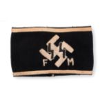 A German Third Reich ''Fantasy'' SS FM Armband, in black wool with cream long stitch embroidered
