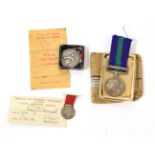 A General Service Medal 1918-62, awarded to T.14090832 PTE.A.J.ATTWELL. R.A.S.C., with clasp