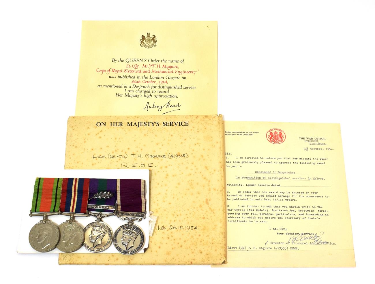 A Second World War Long Service Group of Four Medals, comprising Defence Medal, War Medal, General