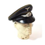 A German Third Reich Luftwaffe EM/NCO's Visor Cap, in blue/grey wool, with mustard waffenfarbe,