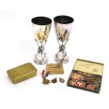 A Small Collection of Militaria, comprising two Prince of Wales Volunteer silver plated shooting