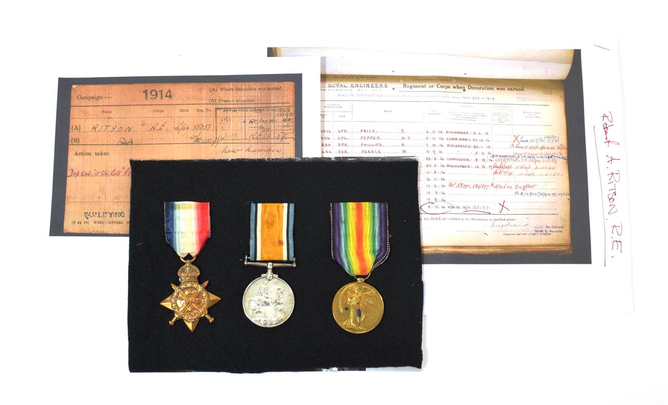 A 1914 Star, to 15051 SAPR: R.A.RITSON, R.E. with related copy documents; a First World War Pair,