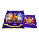 Two Second World War Woolwork Panels, one hand embroidered with the Coat of Arms of the Royal