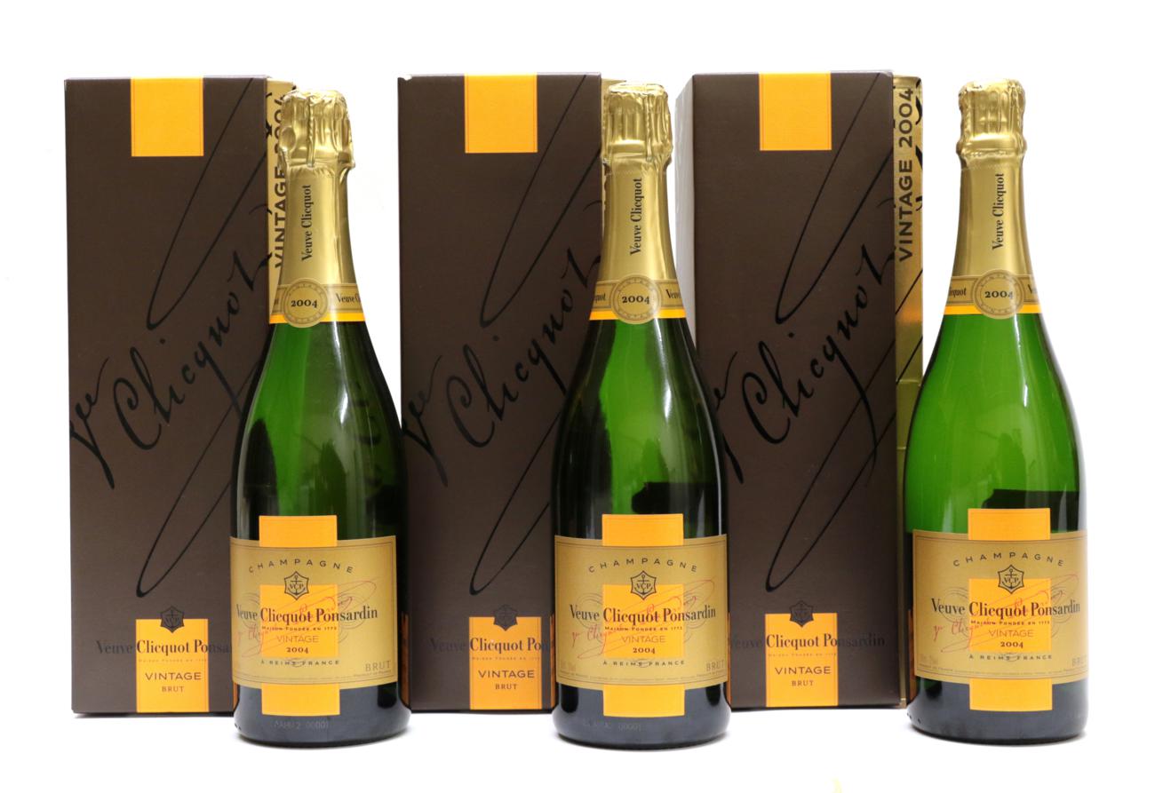 Veuve Clicquot Ponsardin 2004, all in original presentation cases (three bottles)