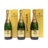 Taittinger Millésimé Brut Champagne 2000, all in original cardboard sleeves (three bottles)