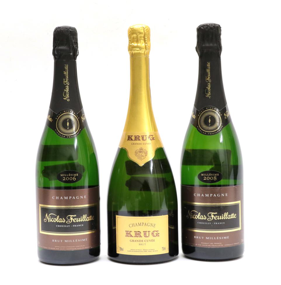 Krug Grande Cuvée Brut Champagne (one bottle), Nicolas Feuillatte 2006 Champagne Brut Millésimé (one