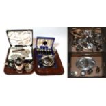 A collection of silver and silver-plate, including: a silver dressing-table service; a silver coffee