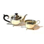 A George V silver teapot and sugar-bowl, maker's mark probably BBS, Birmingham, 1922, each oval