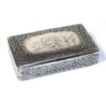 A French silver and niello snuff-box, maker's mark indistinct, second half 19th century, oblong, the