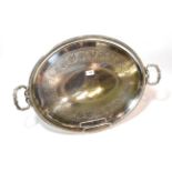A Victorian silver plate tray, by Elkington and Co., dated 1900, oval and with corded border and