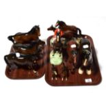 Beswick and Royal Doulton Horses and Foals including Huntsman (on rearing horse), model No. 868
