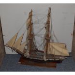 A wooden scale model of a Man o War