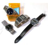 Four wristwatches, to include a gents Eternamatic Centenaire, two digital Casio, and a Larus