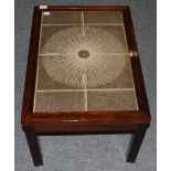 Kvalitet Form Funktion: A 1960's Danish rosewood and tile-top coffee table, of square form, with