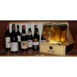 Chateau Canteraue 1959 Saint-Emilion, Chateau de Goelane 1991 bordeaux, two bottles of burgundy,