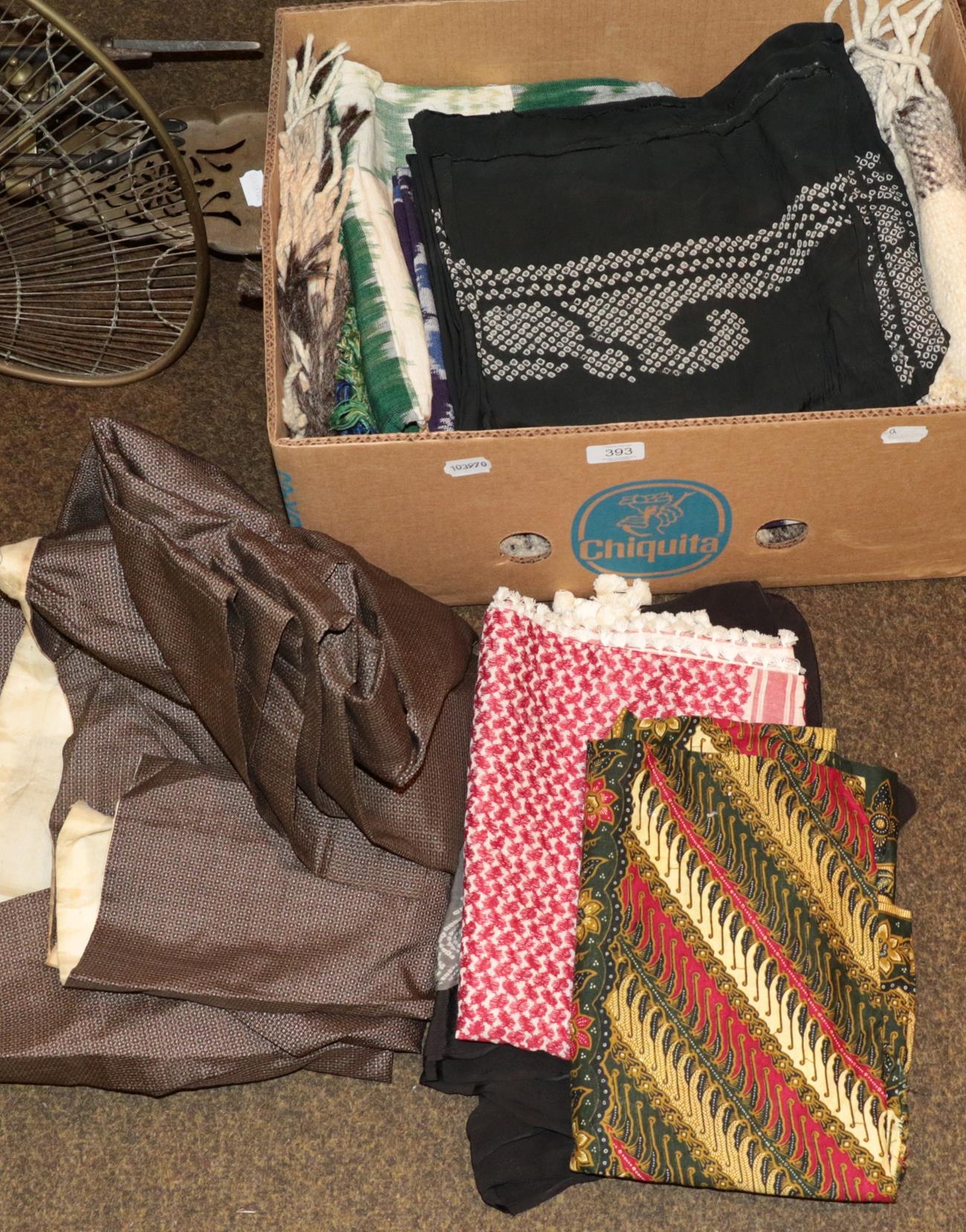 A collection of textiles, some printed others woven (one box)