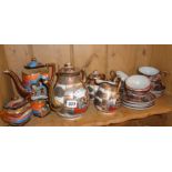 Japanese Satsuma tea set with 8 cups and saucers, tea pot, milk jug and lidded sugar bowl together