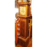 Cottage made Grandfather clock with painted dial marked "Booth, Bridport"