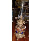 Victorian oil lamp with Royal Doulton base (converted)