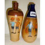 Royal Doulton Lambeth stoneware two vases or flagons depicting the Twins design by Poster King