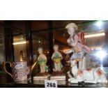 18th c. English pottery figures, inc. a Staffordshire goat (5)