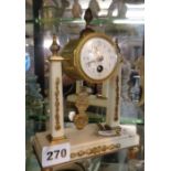 19th c. French marble and ormulu boudoir mantle clock, the drum cased Parisian movement supported by