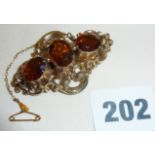 Victorian pinchbeck brooch set with three citrines