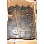 Large collection of wooden printer's type letterpress blocks