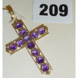 18ct gold and amethyst crucifix pendant
