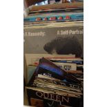 Box of assorted vinyl LP's and singles mostly pop