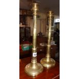 Pair of Victorian telescopic brass candlesticks