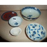 Chinese porcelain bowls etc., one 18th c. blue and white