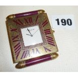 Art Deco style enamelled Cartier travel alarm clock (working)