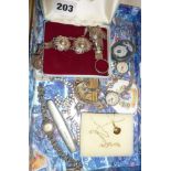 Assorted vintage jewellery, watches, penknife, etc, some silver