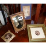 Victorian tin type photograph of a mother and children, a 1920s photo portrait of a flapper in a