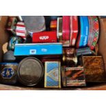Box of assorted old tins