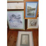 Five various framed prints