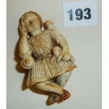 18th c. Indo-Portuguese Goanese carved ivory "Foreigner" netsuke (some damage)