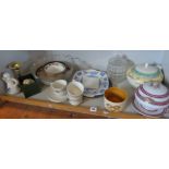 Shelf of china bowls, platters, etc. inc. Jeff Banks tureen