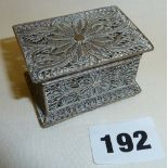 Small silver filigree pill or trinket box